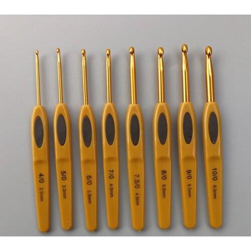 LBER 8Pcs Handmade Crochet Hook Set Stitches Sewing Tool Home Knitting Needles Aluminum Alloy DIY Portable