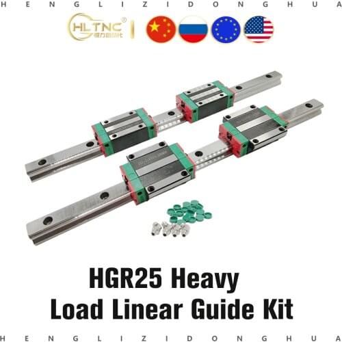 25mm 2pcs china linear rail HGR25 1200mm - 2500mm and 4pcs HGH25CA or HGW25CC linear guide rails block for cnc parts