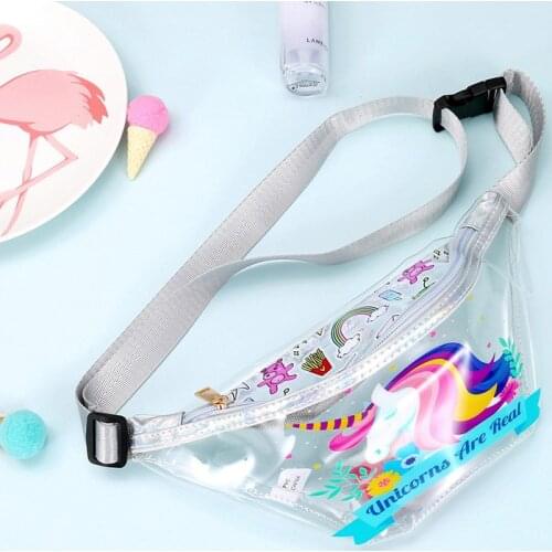 Fashion Waist Pack Transparent Pockets PVC Cartoon Girl Pockets Ladies Shoulder Diagonal Waterproof Bag European American Style