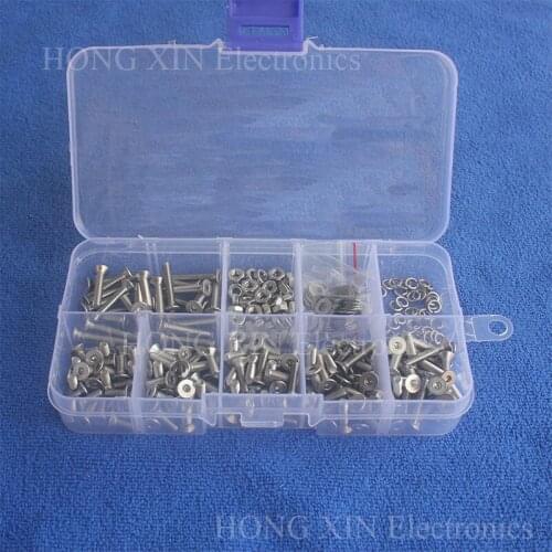 300pcs/set Assortment Kit Stainless Steel Hex Socket Screw Bolt Nut M3 Flat head Repair Tool Hardware Fastener PCB screw