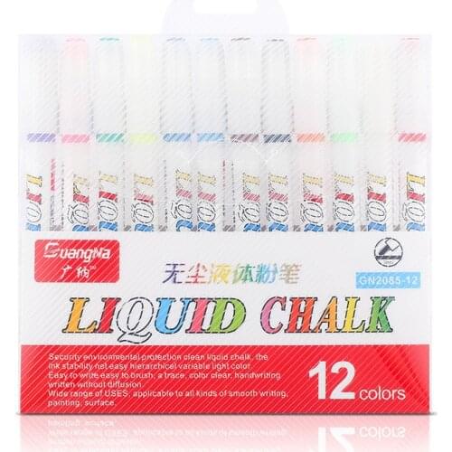 12 Color/Box Colorful Dust-free Liquid Chalk Set The Office Stationery Erasable Eco-friendly Marker Pens School Supplies Markers