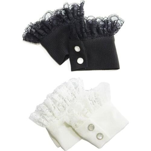 2021 New 1Pair Women Sweater Decor Chiffon Fake Sleeves Floral Lace Pleated False Cuffs