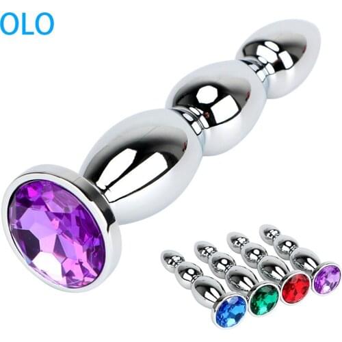 2021 New Big Size Jewel Anal Plug Prostate Massage Metal Anal Beads Long Butt Plug Sex Toys for Women Men Erotic Adult Products