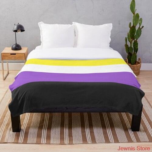 Solid Non Binary Pride Flag Throw Blanket Printing Soft Blanket Throw On Home/Sofa/Bedding Portable Adult Travel Cover Blanket