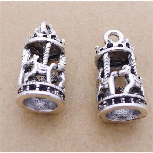 BULK 30pcs Lots Zinc Alloy Carousel House Merry go Round Charms Tibetan Silver Plated Nickle Free Pendant DIY Jewelry 15*22mm 3g