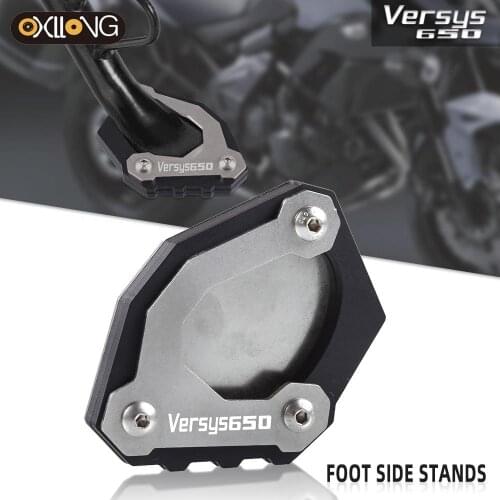 Motorcycle Kickstand Foot Side Stand Extension Enlarger Pad Support For KAWASAKI Versys 650 2015 2016 2017 2018 2019 2020 2021