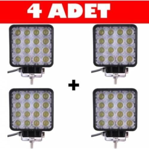 4 pcs 12v-24v Compatible 48w Off Road Fog light Fog Lamp 16 Led Square Work lamp Waterproof