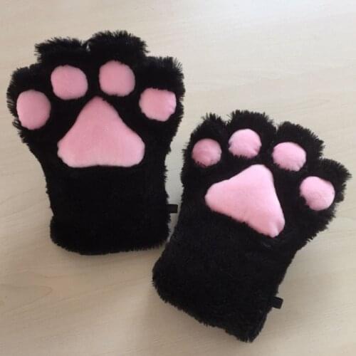 Cute Cat Kitten Paw Claw Warm Gloves Anime Cosplay Plush Gloves Halloween Party Accessories Plush cat Fluffy Bear Cat Paw Gloves