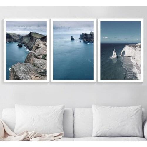Blue Seascape Mountain Landscape Wall Art Canvas Painting Posters And Prints Nordic Poster Wall Pictures For Living Room Decor