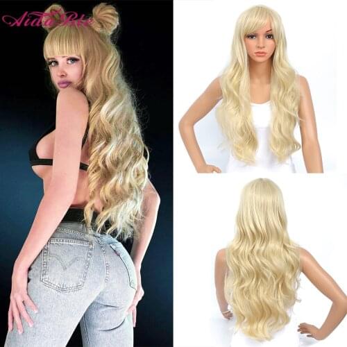 Aidable 613 Blonde Hair Synthetic Wigs Long Natural Wave Wigs High Temperature Soft Hair Scalp Hair Natural Wave Wig Cosplay
