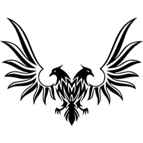 Car Sticker Wilderness Double Eagle Bird Barfu PVC Car Decoration Fitting Decal Waterproof Sunscreen Black/White,20cm*15cm