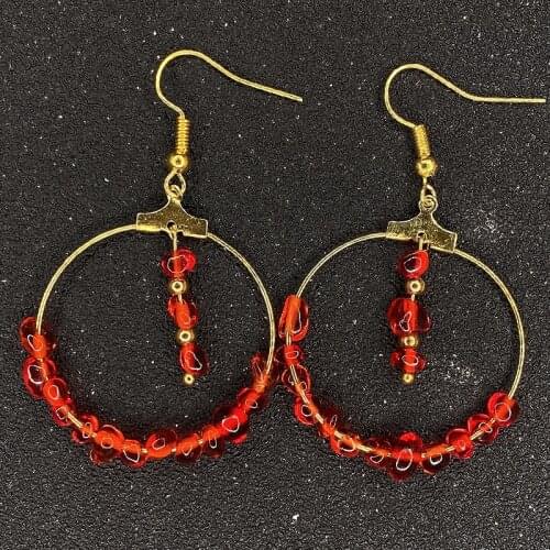 Passionate Bohemian Natural Stone Danle Earrings for Women All Handmade Charm Jewelry Weddiing Gifts Round Pendant Earrings