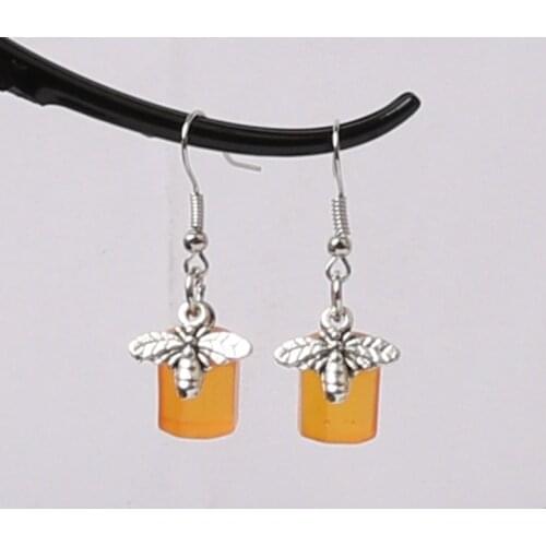Bee bottle Drop Earrings, Bee Drop Earrings, Christmas Animal Jewellery, gifts for her, Bee gifts, Bee Jewellery