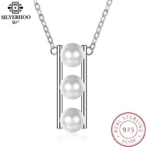 Pearl 925 Sterling Silver Pendant Necklaces Simple Three Shell Pearls Women Necklace Party Fine Jewelry Wedding Couple Jewelry