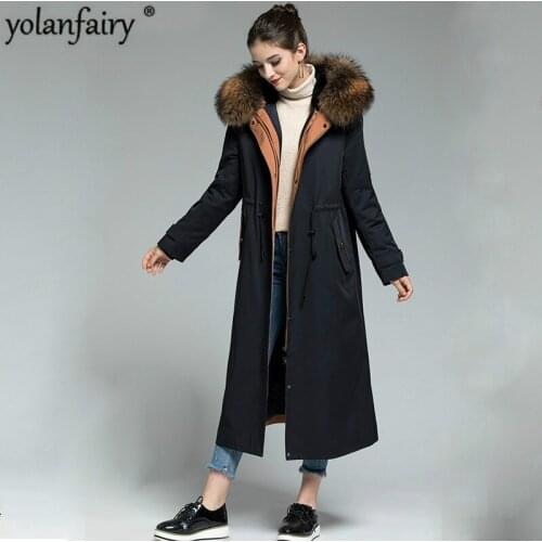 Real Fur Coat Women Rabbit Fur Coat Raccoon Fur Collat Winter Coat Women Real Fur Parka for Women Clothes 2020 Z1801 YY942