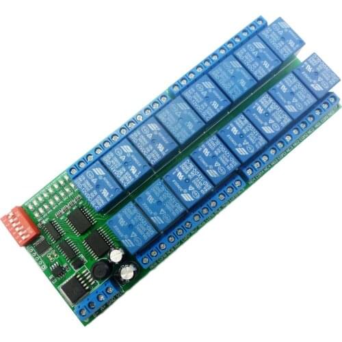 16 Channel DC 12V RS485 Relay Module Modbus RTU 485 Remote Control Switch Board for PLC PTZ Camera Motor