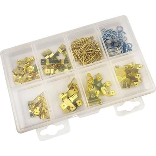 200/177Pcs Photo Picture Frame Hardware Hanging Kit Set, Assortment Wall Mounting Hanging Kit with Sheep Eyes Wire Hooks Nails