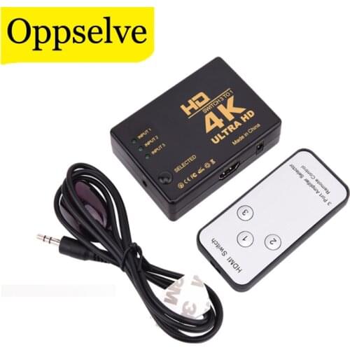 4K*2K HDMI-compatible Switch Splitter 3 In 1 out HDTV Audio Video Converter Adapter with Remote Control for DVD PS3 Projector