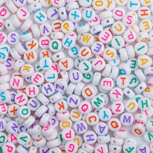 7x4mm Acrylic Flat Beads 100 PCS Colorful Letters English Alphabet Spacer Loose Beads DIY Childrens Jewelry Making Handmade