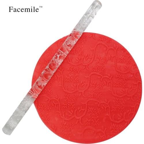 Acrylic Fondant Cake Sugarcraft Embossed Decorating Mold Rolling Pin Stick Baking Tools 52021 Gift