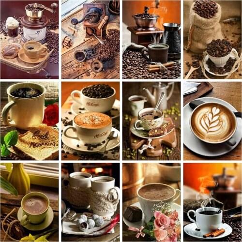 Diamond Embroidery Coffee Cups Diamond Painting Cross Stitch Kit 5D DIY Rhinestone Mosaic Home Decor New Years Gift