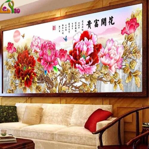 Flowers blooming diamond painting wealthy cross stitch New peony diamond Embroidery,3d diamond mosaic,cross stitch home decor