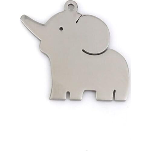 DoreenBeads Fashion 304 Stainless Steel Pet Silhouette Pendant Elephant Animal Silver Color Jewelry DIY Jewelry Findings, 1 PC