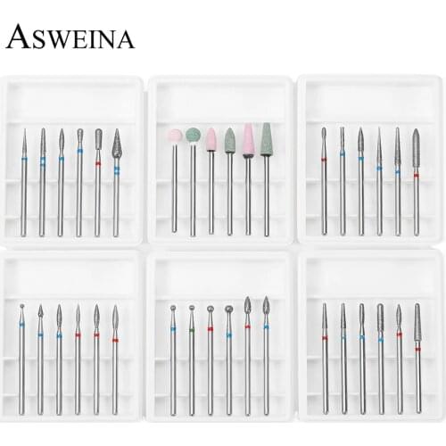 6Pc Nail Drill Diamond Corundum Cutter For Manicure Milling Cutter Remover Gel Polish Eletric Pedicure Machine Bit Set Nail Tool