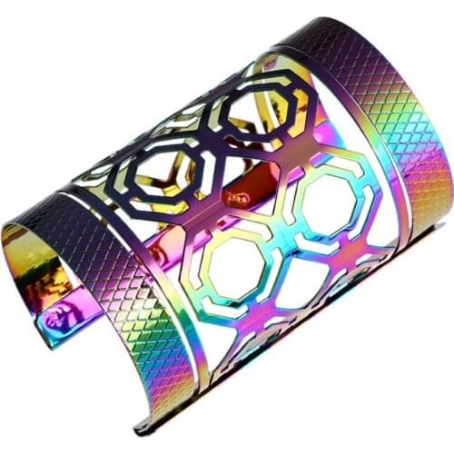 Geometric Pattern Hollowed Cuff Bangle Girl`s Arm Accessory