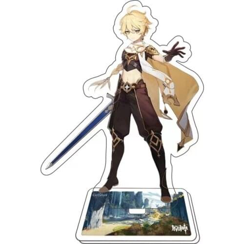 Hot Game Genshin Impact Zhongli Aether Lisa Character Acrylic Figure Stand Model Plate Desk Decor Barbara Standing Sign Great