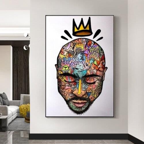 Graffiti Art Portrait Of 2PAC Tupac Wall Art Posters And Prints Abstract Rapper of 2PAC Canvas Paintings Art Pictures Home Decor