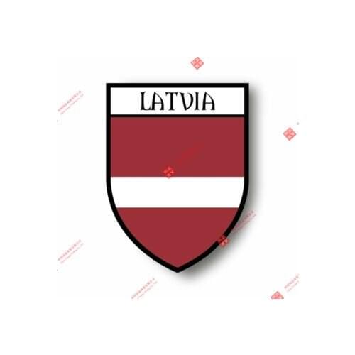 Interesting Car Stickers Decal Souvenir Vinyl Car Shield City Flag World Crest Latvia Car Decal Decoration Laptop