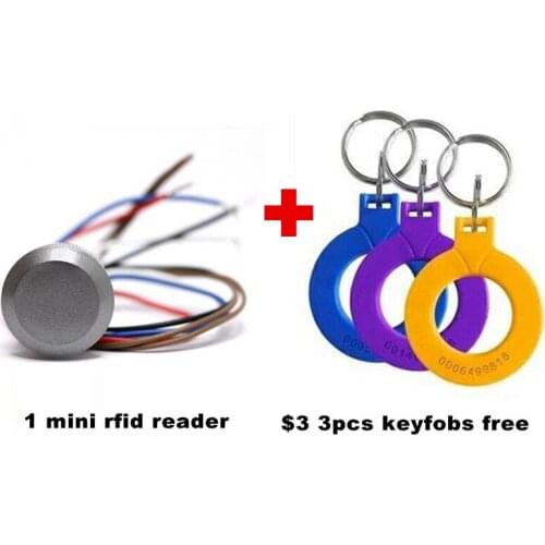 IC S50 13.56MHZ/125Khz RFID compatible EM Marine Small Mini card wiegand26 ID/IC Reader access control +3pcs keyfob