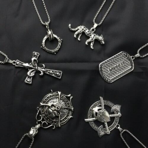 The New Fashion Street Hipster Hip Hop Long Chain Necklace for Skull Cross Pendant Necklace Accessories Women Men Party Gifts