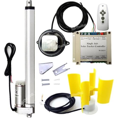 Set of 12" 300mm Stroke DC12V Motor Linear Actuator +Controller +Anemometer +Brackets for Single Axis Solar Tracking Tracker DIY
