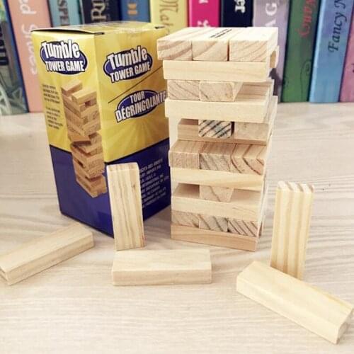 Free ship mini one set 36pc wooden tumble tower game toy wood block stacking tower interactive children activity games toys