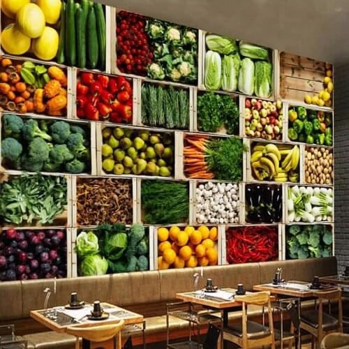 Custom 3D Wall Mural Vegetable Fruit Photo Wallpaper Fruit Store Supermarket Background Wall Decor Modern Eco-Friendly Painting