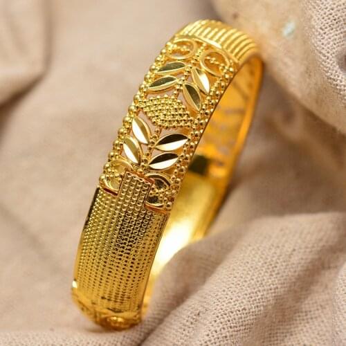 New Fashion Luxury Gold Color Jewelry Bangles for Women Ethiopian Bracelets Middle East African Party wedding Gifts