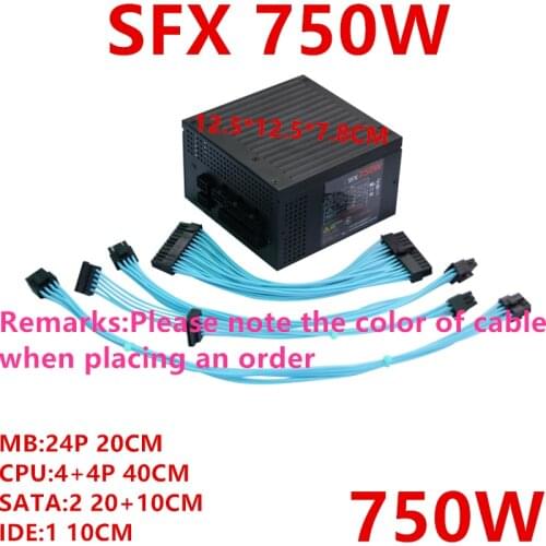 New PSU For Water Cooled Seiko ITX A50 A60 A4 i7 8700K+1080TI Rated 750W Peak 850W Power Supply SFX 750W