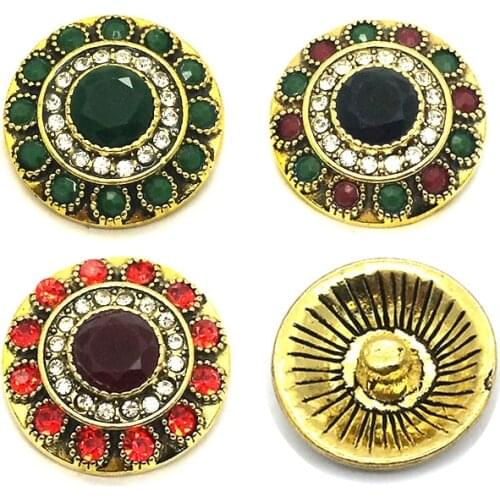 Wholesale w042 flower 18mm 25mm rhinestone metal button for snap button Bracelet Necklace Jewelry For Women jewelry