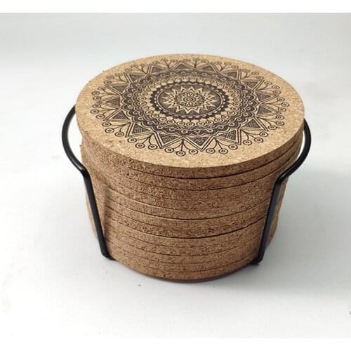 12 Pieces 4 Inches Cork Coasters Absorbent Reusable Cup Mat Round Edge Coaster for Home Restaurant Office and Bar Drinks