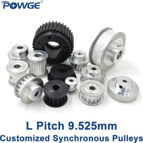 POWGE Inch Trapezoid L Synchronous pulley pitch 9.525mm Gear wheel Manufacture Customizing all kinds of L Timing pulley Belt