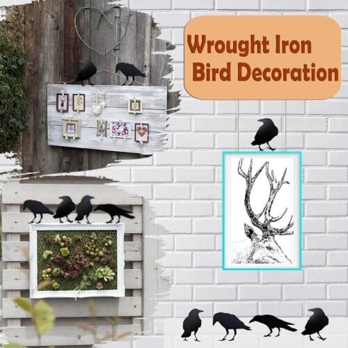 PPYY-4 PCS Crow Acrylic Bird Sculpture Black Bird Art Ornaments for Bookshelf Home Garden Yard Indoor Outdoor Decorations