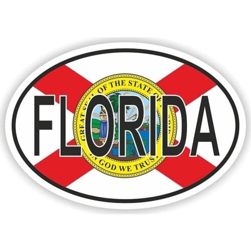 Sell FLORIDA STATE OVAL WITH FLAG STICKER USA UNITED STATES Bumper Decal Car Sticker Waterproof Accessory Apply To Car Window