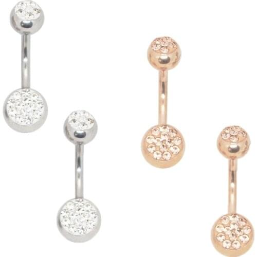 Clear Zircon Gem Bone Umbilical Nails Navel Body Piercing Stainless Steel Crystal Belly Button Ring For Women Jewelry