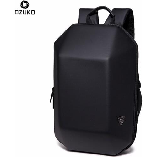OZUKO Backpack Men Hard Shell Backpack Waterproof Anti Theft Travel Bags Black Creative Alien Casual Laptop Teenage School Bags