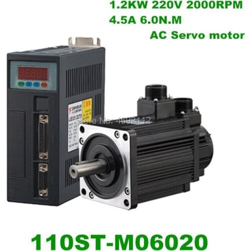 High Quality AC Servo Motor 110ST-M06020 220V 6N.M 1.2KW AC Servo Motor Drive With 3M Cable