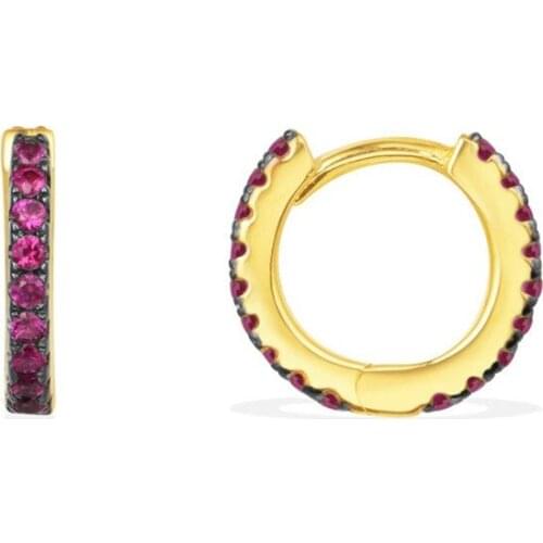 SOELLE Fashion S925 Sterling Silver pave Red blue Green Cubic Zirconia stones Classic Round Hoop Earrings Women Fine Jewelry