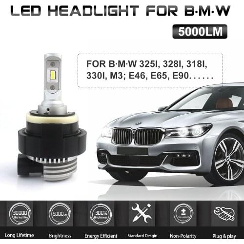 High Quality H7 Plug And Play LED Headlight 5000LM For B.M-W 3 Series E46 E65 E90 Hi/Low Beam 6000K