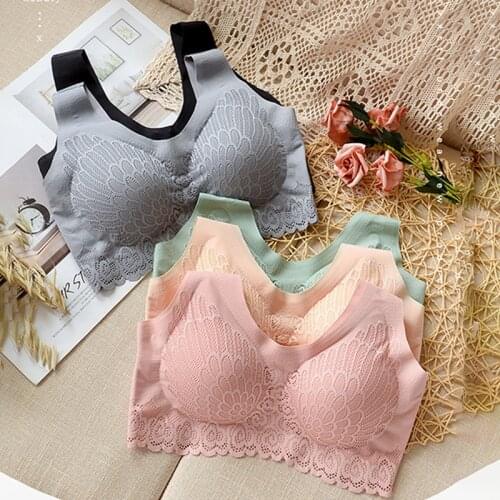 Womens Top 5D Seamless Sports Bra Natural Latex Molded Cup Brassiere Contour Bra Soft Comfortab Breathable Lace Sport Underwear